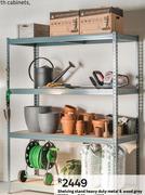Shelving Stand Heavy Duty Metal & Wood Grey W120cm x D50cm x H196cm
