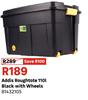 Addis 110L Roughtote Black With Wheels 81432105