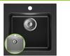 Burin Single Bowl Square Kitchen Sink Black 46.5 x 47.5 x 18cm 81500093