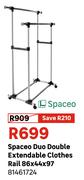 Spaceo Duo Double Extendable Clothes Rail 86 x 44 x 97 81461724