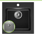 Burin Single Bowl Square Kitchen Sink Grey 46.5 x 47.5 x 18cm 81500092