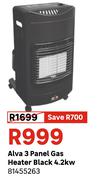 Alva 3 Panel Gas Heater Black 4.2KW 81455263