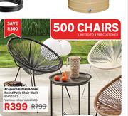 Acapulco Rattan & Steel Round Patio Chair (Black) 81455592