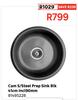 Cam S/Steel Prep Sink Blk 41cm Incl 90mm 81495228