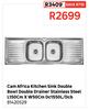 Cam Africa Kitchen Sink Dbl Bowl Dbl Drainer S/Steel L150cm x W50cm x DC1550L/DCB 81420529