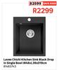 Laveo Chichi Kitchen Sink Black Drop In Single Bowl W45 x L39 x D19cm 81483743