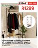 Spaceo Free Standing Garment Rack With Hooks Metal & Wood 81461722