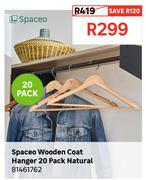 Spaceo Wooden Coat Hanger 20 Pack Natural 81461762