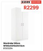 Wardrobe 100cm W100 x H210 x D47.5cm 81505294