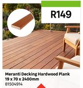 Meranti Decking Hardwood Plank 19 x 70 x 2400mm 81504914