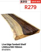 Live Edge Tamboti Shelf  L500 x w100-150mm 81481814