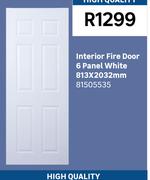 Interior Fire Door 6 Panel White 813 x 2032mm 81505535
