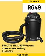 Practyl 15Ltr 1250W Vacuum Cleaner Wet And Dry 81490695