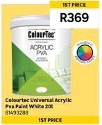 Colourtec Universal Acrylic PVA Paint White 81493288-20Ltr