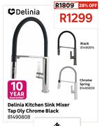 Delinia Kitchen Sink Mixer Tap Oly Chrome Black 81490808