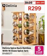 Delinia Spice Rack Bamboo With 16 Glass Spice Jars 81488577