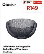 Delinia Fruit & Vegetable Basket Black Wire Large 81488562