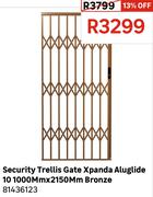 Security Trellis Gate Xpanda Aluglide 10 1000Mm X 2150Mm Bronze 81436123