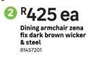 Naterial Dining Armchair Zena Fix Dark Brown Wicker & Steel 81457201-Each 