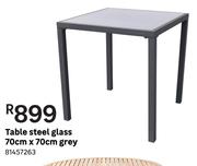 Table Steel Glass 70cm x 70cm Grey 81457263
