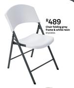 Folding Chair Grey Frame & White Resin