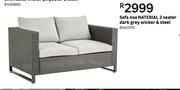 Naterial Sofa Noa 2 Seater Dark Grey Wicker & Steel  81457215