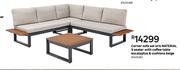 Naterial Corner Sofa Set Oris 5 Seater With Coffee Table Eucalptus & Cushions Biege 81455367
