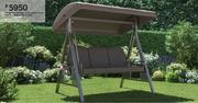 Swing Chair 3 Seater With Cushion Brown 206cm x 118cm x 184cm Steel 81453112