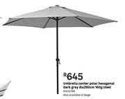 Umbrella Center Polar Hexagonal Dark Grey Dia 260cm 160g Steel 81452788