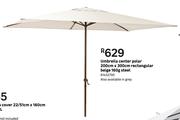 Umbrella Center Polar 200cm x 300cm Rectangualr Beige 160g Steel 81452795