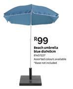 Beach Umbrella Blue Dia 140cm 81457227