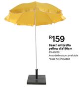 Beach Umbrella Yellow Dia 180cm 81457209