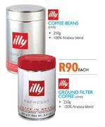 Illy Coffee Beans-250G & Illy Ground Filter Coffee-250G Each