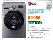 LG 9kg Metallic Silver Steam Washing Machine (F1480FDSS)