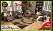 Florentina 3 Piece 5 Recliner Lounge Suite