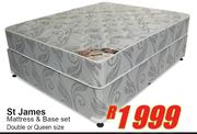 St James Mattress & Base Set Double Or Queen Size-Each