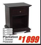 Plantation 1 Drawer Pedestal L440mm x W510mm x H630mm