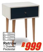 Retrow 1 Drawer Pedestal L500mm x W370mm x H650mm