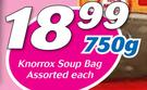 Knorrox Soup Bag Assorted-750g Each