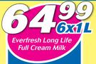 Everfresh Long Life Full Cream Milk-6x1Ltr