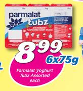 Parmalat Yoghurt Tubz-6x75g Each