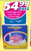 Cambridge Food Long Life Full Cream Milk-6x1Ltr
