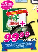 Magic/Sunbeam Steam & Dry Iron (MSI-600) + Ariel Hand Washing Powder-250g 