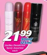 Yardley Deodorant Spray-125ml/90ml Each