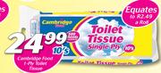 Cambridge Food 1-Ply Toilet Tissue 10’s