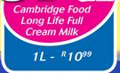 Cambridge Food LongLife Full Cream Milk-1L