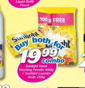 Sunlight Hand Washing Powder 600g + Sunlight Laundry Soap 250g-Combo