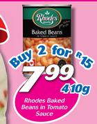 Rhides Baked Beans In Tomato Sauce 410g-Each