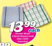 Devine Mono Check/Honey Comb Dish Cloth Assorted-Each