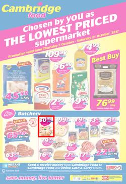 Cambridge Food Durban : The Lowest Priced Supermarket (5 Oct - 21 Oct 2017), page 1